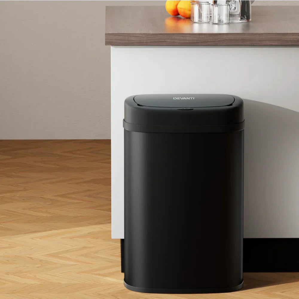 Devanti 50L Sensor Bin Motion Rubbish Automatic Black - Mekamart Australia