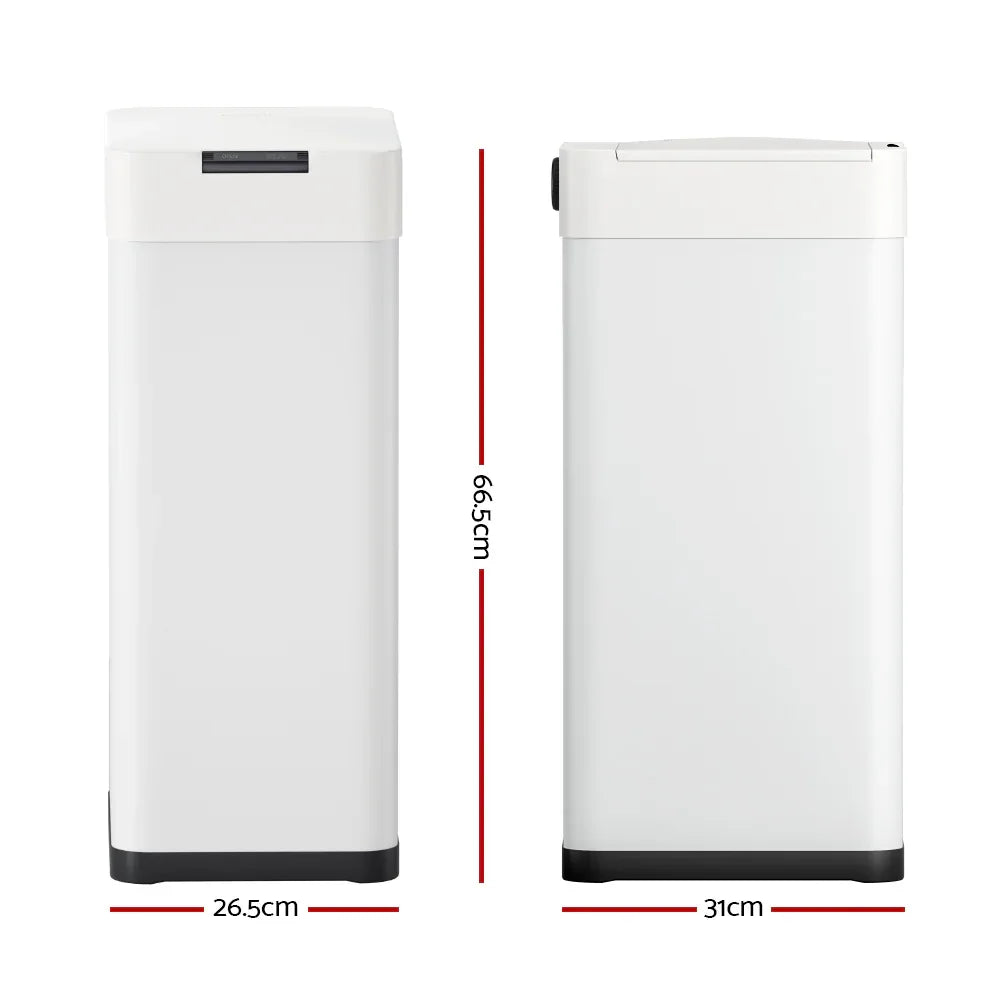 Devanti 50L Sensor Bin Motion Rubbish Bins Kitchen Automatic Trash Can White - Mekamart Australia