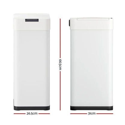 Devanti 50L Sensor Bin Motion Rubbish Bins Kitchen Automatic Trash Can White - Mekamart Australia