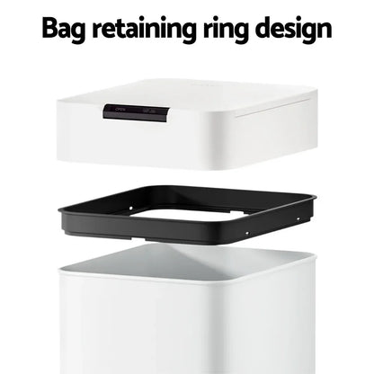 Devanti 50L Sensor Bin Motion Rubbish Bins Kitchen Automatic Trash Can White - Mekamart Australia