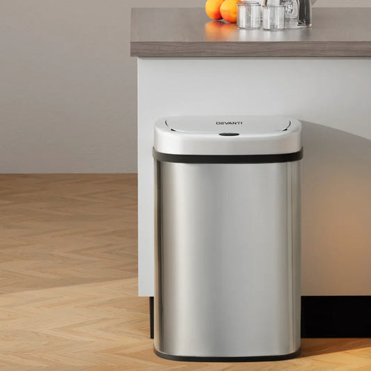 Devanti 50L Sensor Bin Motion Rubbish Automatic Silver - Mekamart Australia