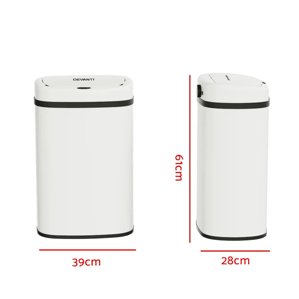 Devanti 50L Sensor Bin Motion Rubbish Automatic White - Mekamart Australia