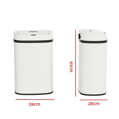 Devanti 50L Sensor Bin Motion Rubbish Automatic White - Mekamart Australia