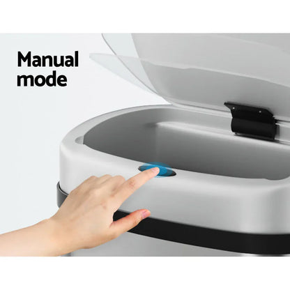 Devanti 60L Sensor Bin Motion Rubbish Automatic Silver - Mekamart Australia