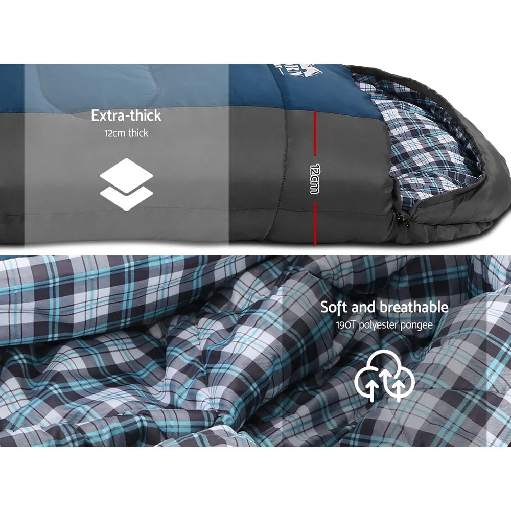 Weisshorn Sleeping Bag Single Thermal Camping Hiking Tent Blue -20°C - Mekamart Australia