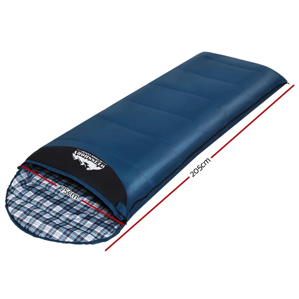 Weisshorn Sleeping Bag Single Thermal Camping Hiking Tent Blue 0&deg;C - Mekamart Australia