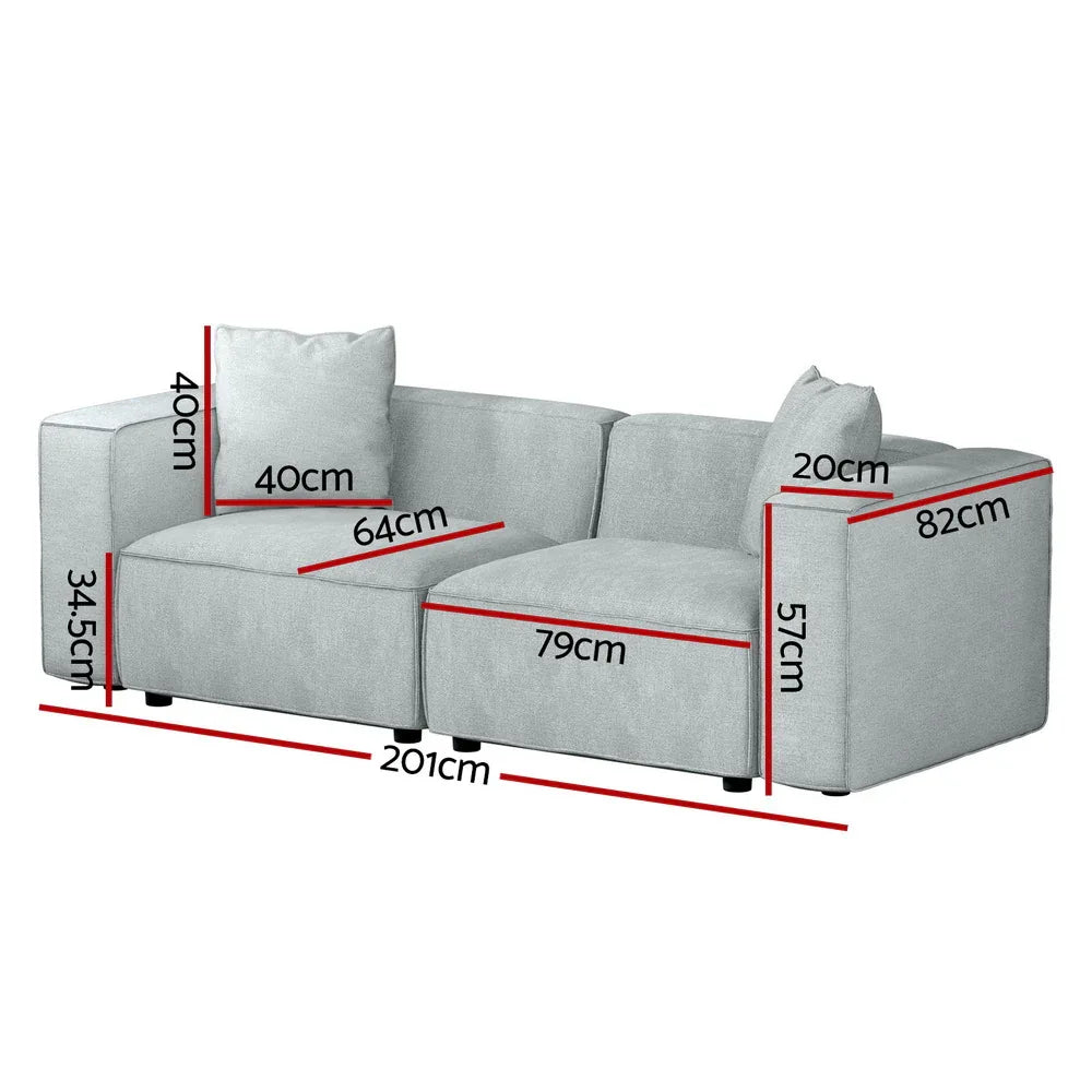 Artiss Modular Sofa Chaise Set 2-Seater Grey - Mekamart Australia