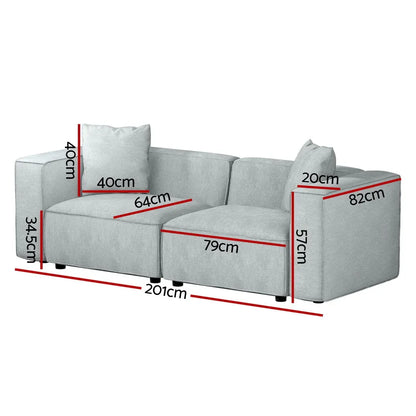Artiss Modular Sofa Chaise Set 2-Seater Grey - Mekamart Australia
