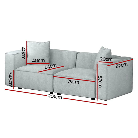 Artiss Modular Sofa Chaise Set 2-Seater Grey - Mekamart Australia