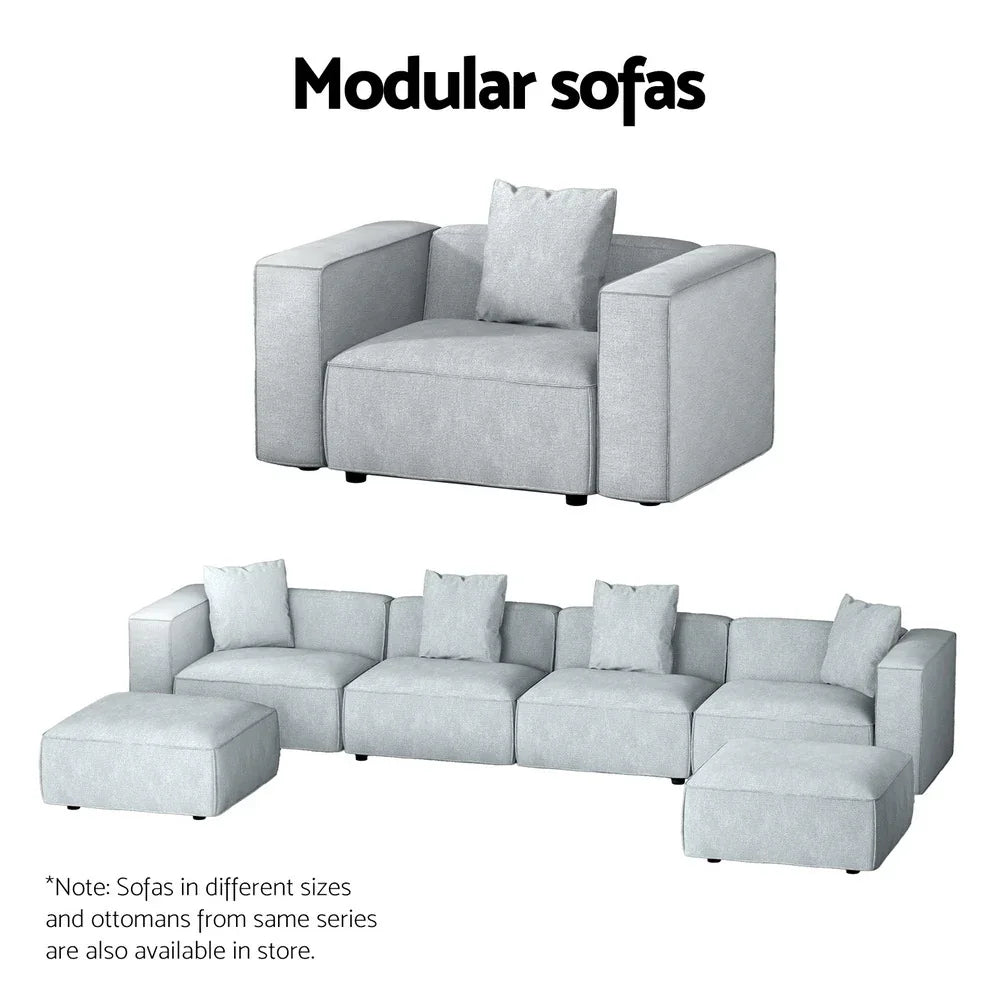 Artiss Modular Sofa Chaise Set 2-Seater Grey - Mekamart Australia