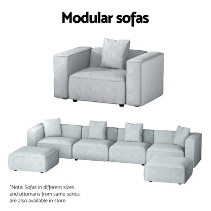 Artiss Modular Sofa Chaise Set 2-Seater Grey - Mekamart Australia