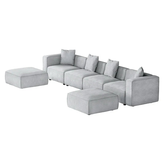 Artiss Modular Sofa Chaise Set 6-Seater Grey - Mekamart Australia