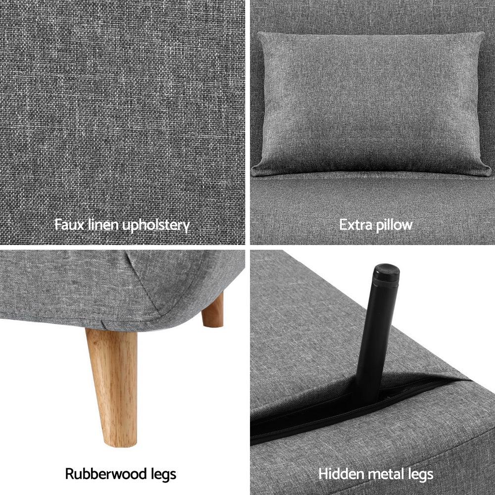 Artiss Sofa Bed 2 Seater Convertible Couch Recliner Lounge Chair Linen - Mekamart Australia
