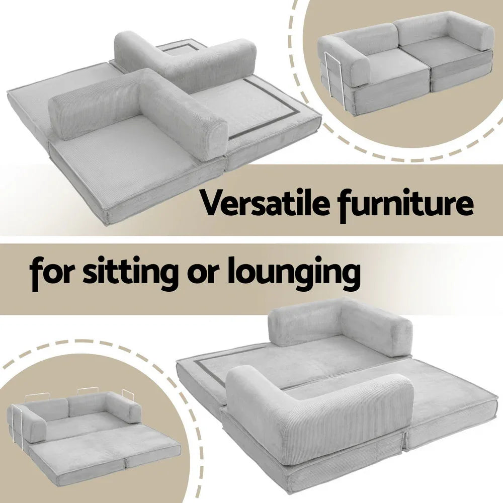 Artiss Convertible Folding Sofa Bed Grey - Mekamart Australia