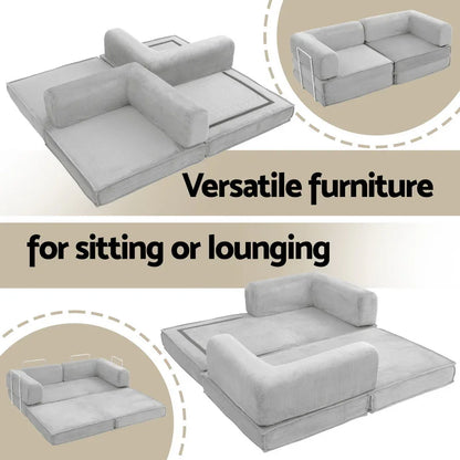 Artiss Convertible Folding Sofa Bed Grey - Mekamart Australia