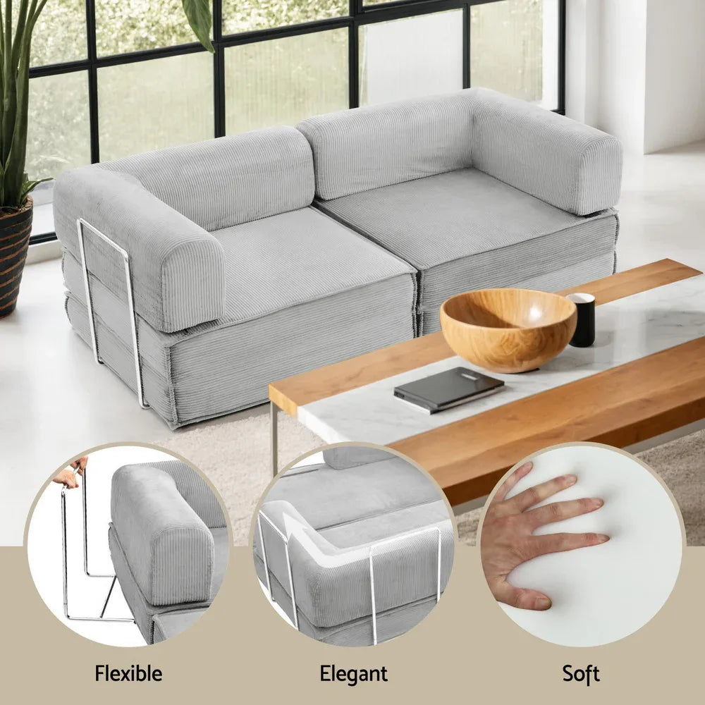 Artiss Convertible Folding Sofa Bed Grey - Mekamart Australia