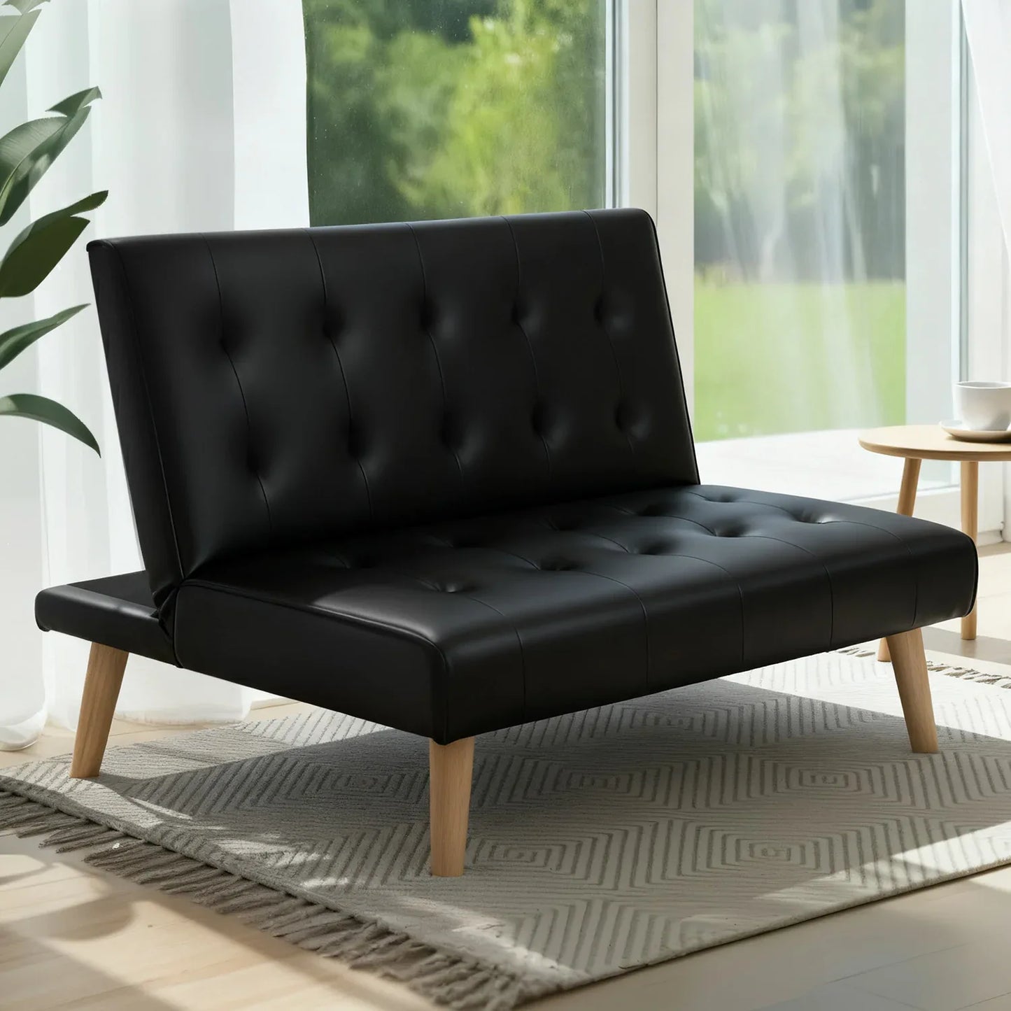 Artiss Sofa Bed Couch 1 Seater Lounge Fabric Black - Mekamart Australia