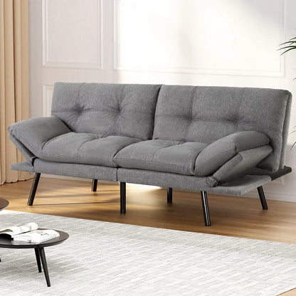 Artiss Sofa Bed Convertible 3 Seater Couch Recliner Lounge Chair Fabric Grey - Mekamart Australia