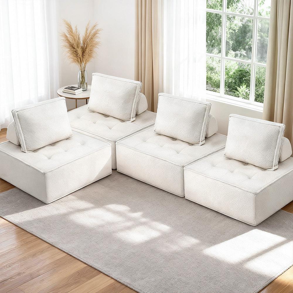 Artiss Floor Sofa Lounge Chair 4 Seater with Pillow - Mekamart Australia
