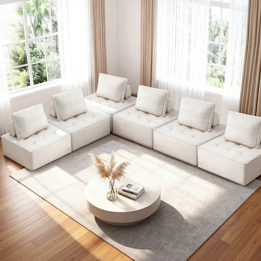Artiss Floor Sofa Lounge Chair 6 Seater with Pillow - Mekamart Australia