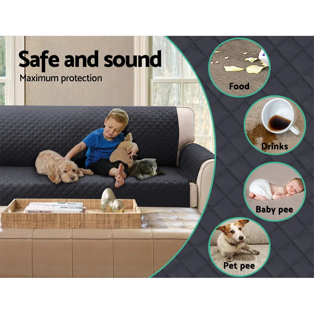 Artiss Sofa Cover Couch Covers 4 Seater 100% Water Resistant Dark Grey - Mekamart Australia