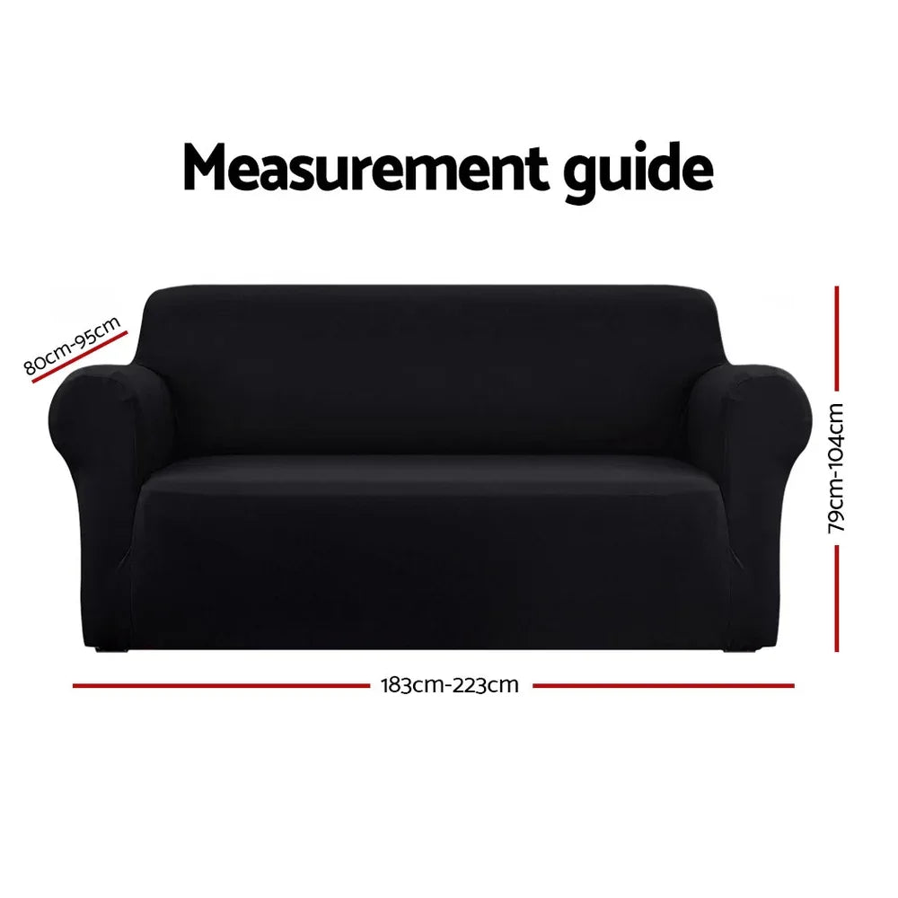 Artiss Sofa Cover Couch Covers 3 Seater Stretch Black - Mekamart Australia