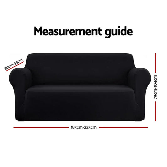 Artiss Sofa Cover Couch Covers 3 Seater Stretch Black - Mekamart Australia