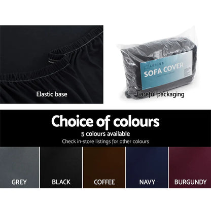 Artiss Sofa Cover Couch Covers 3 Seater Stretch Black - Mekamart Australia