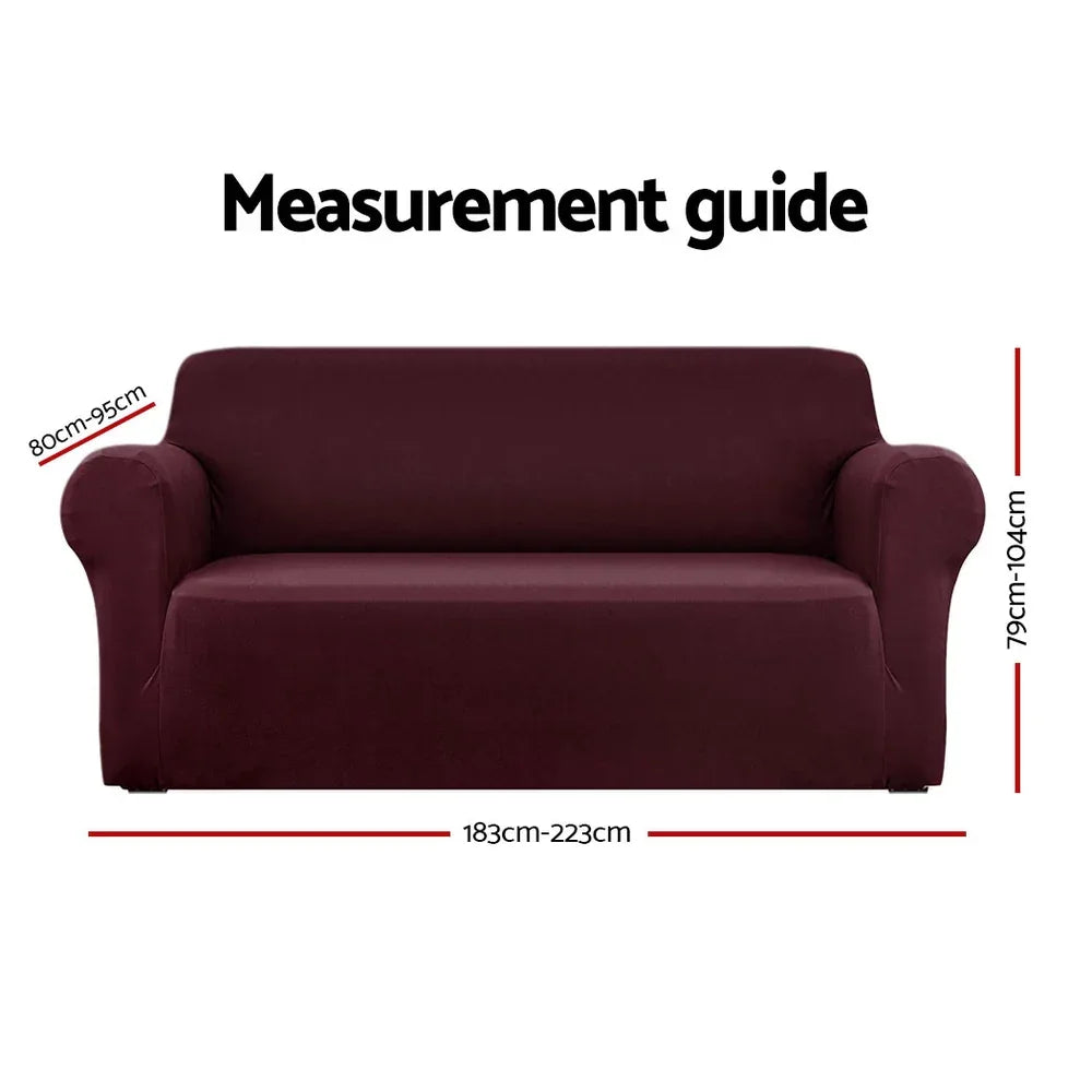 Artiss Sofa Cover Couch Covers 3 Seater Stretch Burgundy - Mekamart Australia