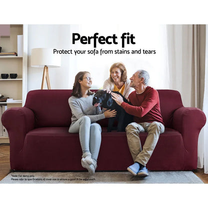 Artiss Sofa Cover Couch Covers 3 Seater Stretch Burgundy - Mekamart Australia