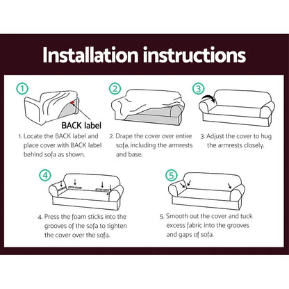 Artiss Sofa Cover Couch Covers 3 Seater Stretch Burgundy - Mekamart Australia