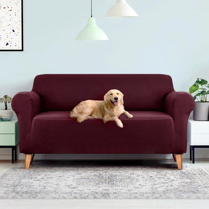 Artiss Sofa Cover Couch Covers 3 Seater Stretch Burgundy - Mekamart Australia