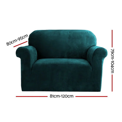 Artiss Sofa Cover Couch Covers 1 Seater Velvet Agate Green - Mekamart Australia