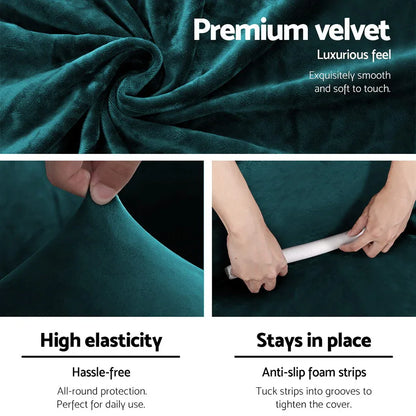 Artiss Sofa Cover Couch Covers 1 Seater Velvet Agate Green - Mekamart Australia