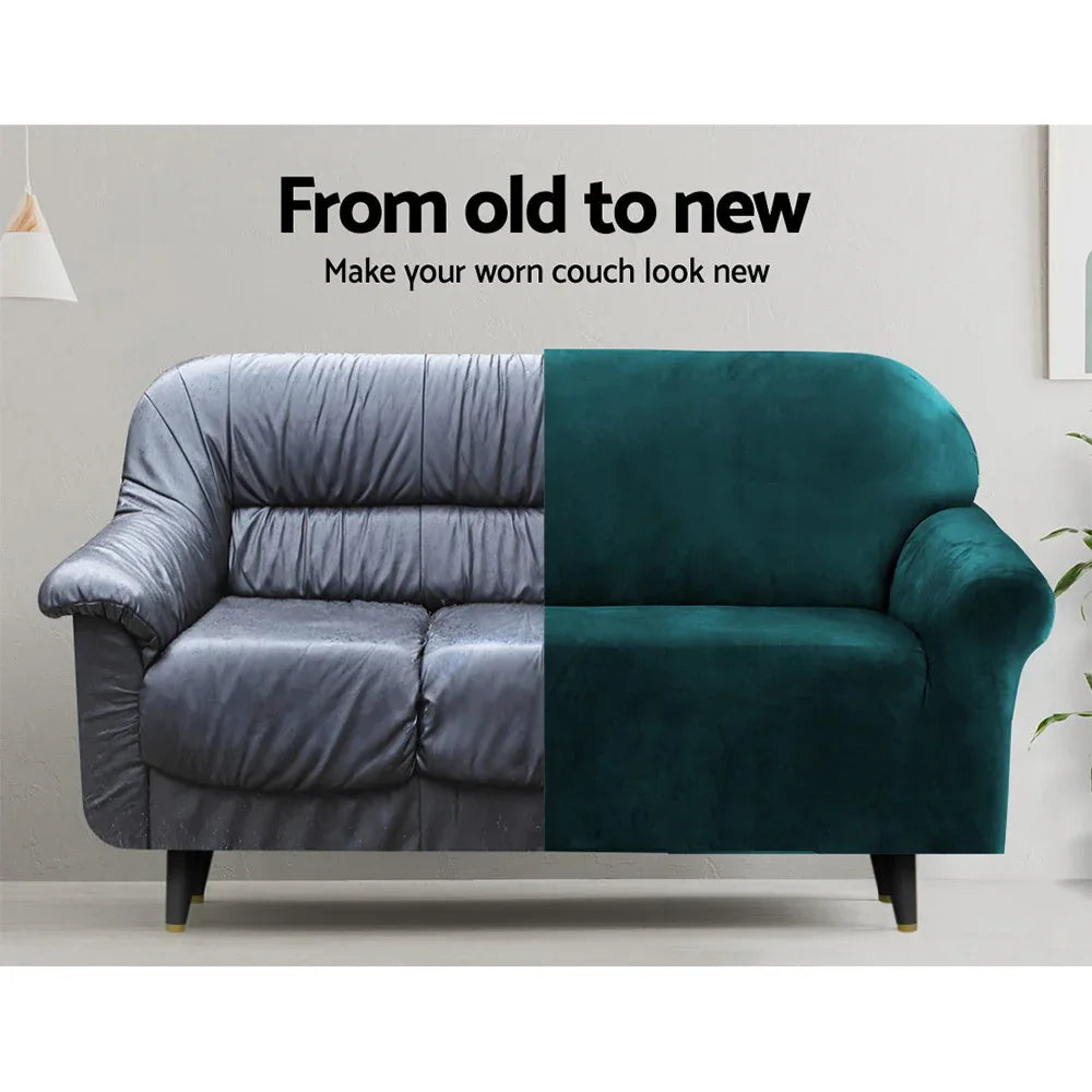 Artiss Sofa Cover Couch Covers 1 Seater Velvet Agate Green - Mekamart Australia