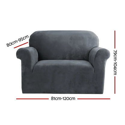 Artiss Sofa Cover Couch Covers 1 Seater Velvet Grey - Mekamart Australia