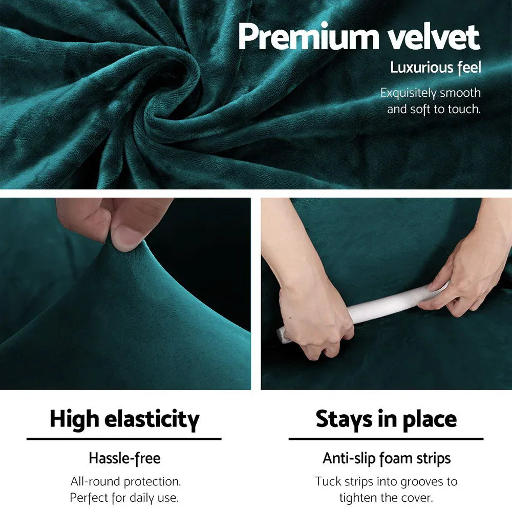 Artiss Sofa Cover Couch Covers 2 Seater Velvet Agate Green - Mekamart Australia