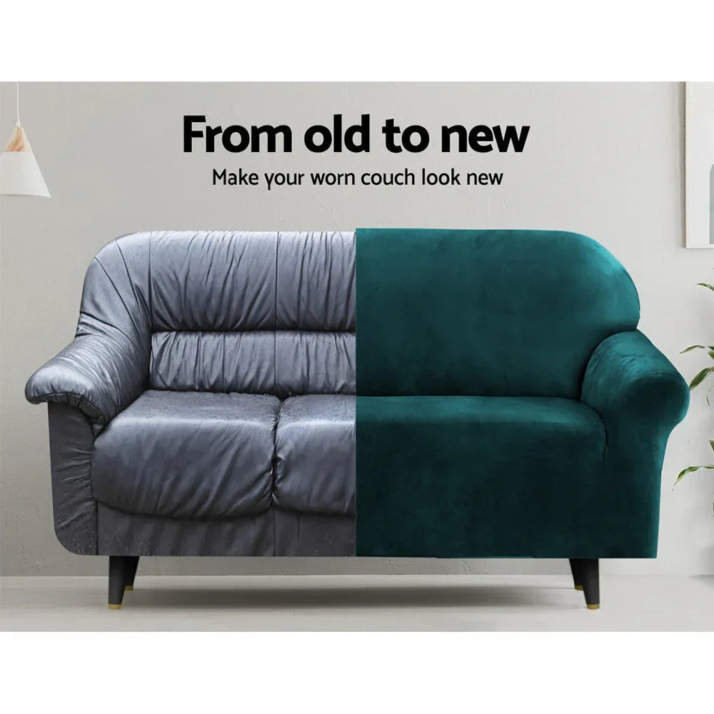 Artiss Sofa Cover Couch Covers 2 Seater Velvet Agate Green - Mekamart Australia