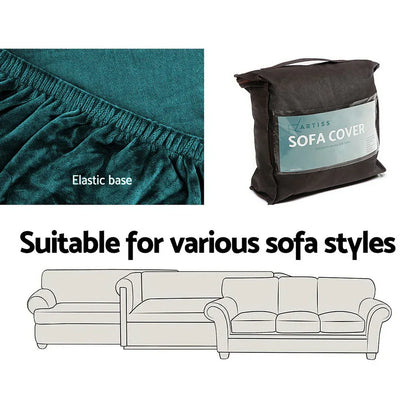 Artiss Sofa Cover Couch Covers 2 Seater Velvet Agate Green - Mekamart Australia