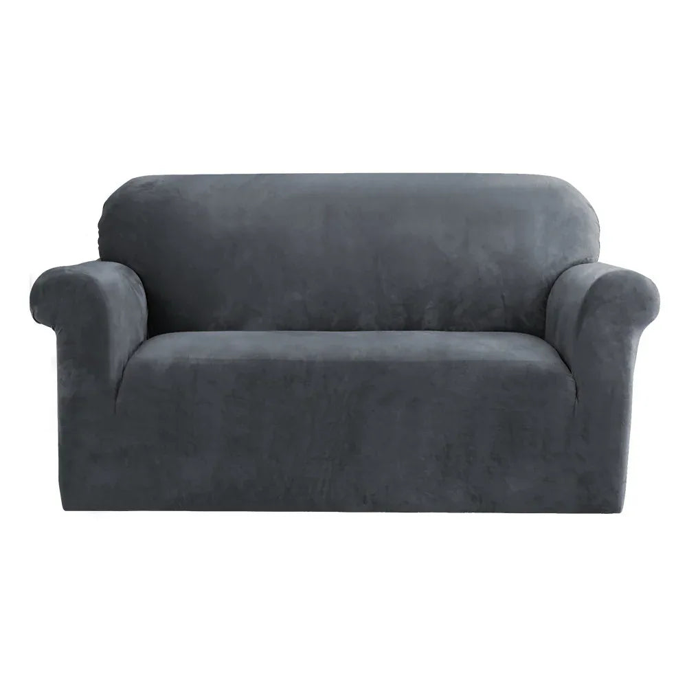 Artiss Sofa Cover Couch Covers 2 Seater Velvet Grey - Mekamart Australia