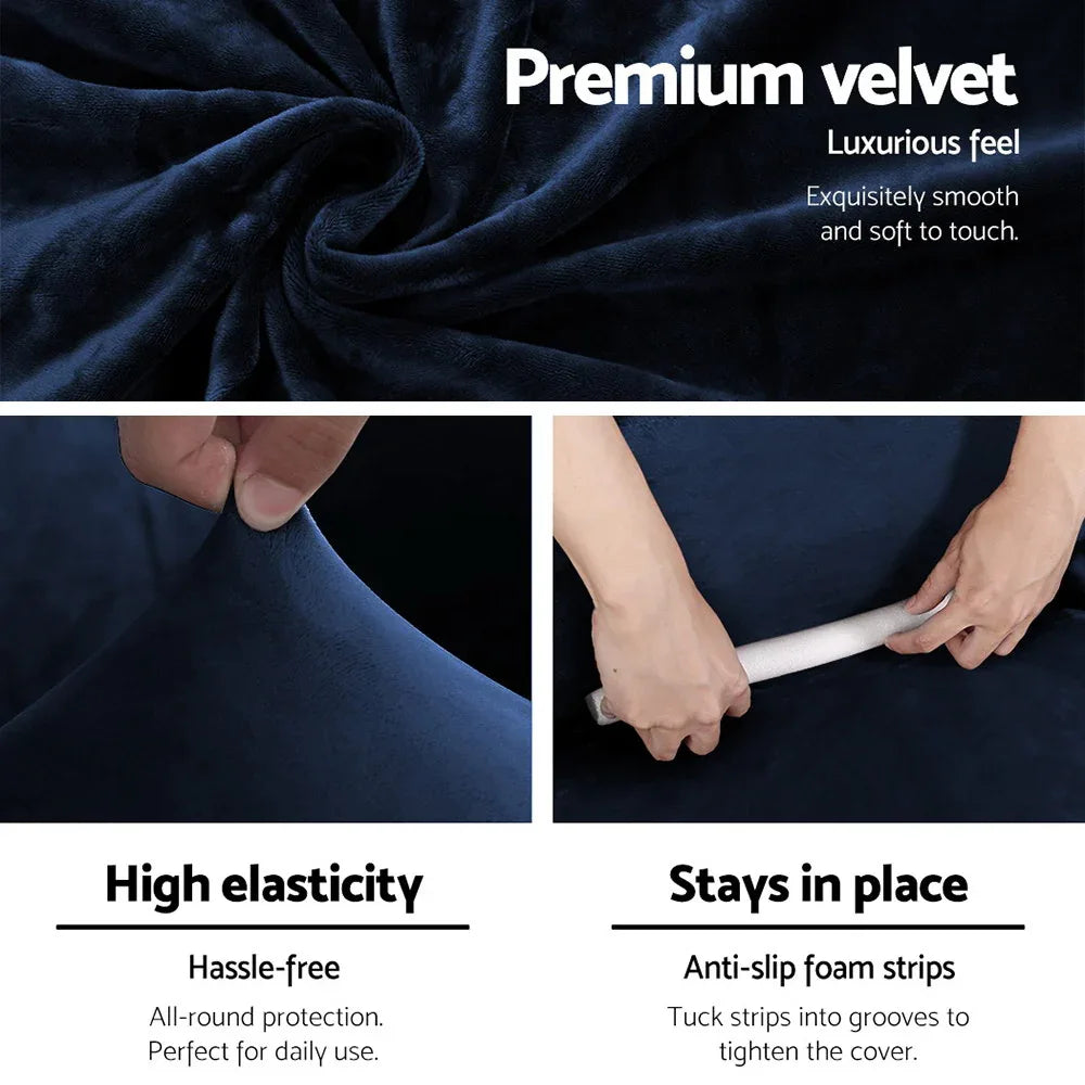 Artiss Sofa Cover Couch Covers 2 Seater Velvet Sapphire - Mekamart Australia