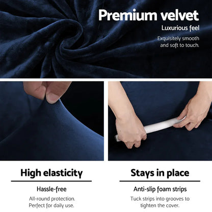 Artiss Sofa Cover Couch Covers 2 Seater Velvet Sapphire - Mekamart Australia