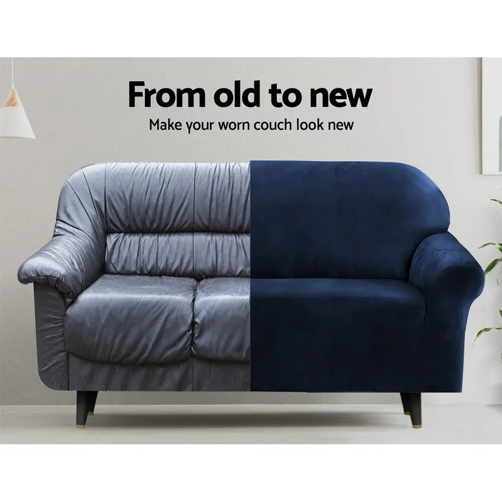 Artiss Sofa Cover Couch Covers 2 Seater Velvet Sapphire - Mekamart Australia