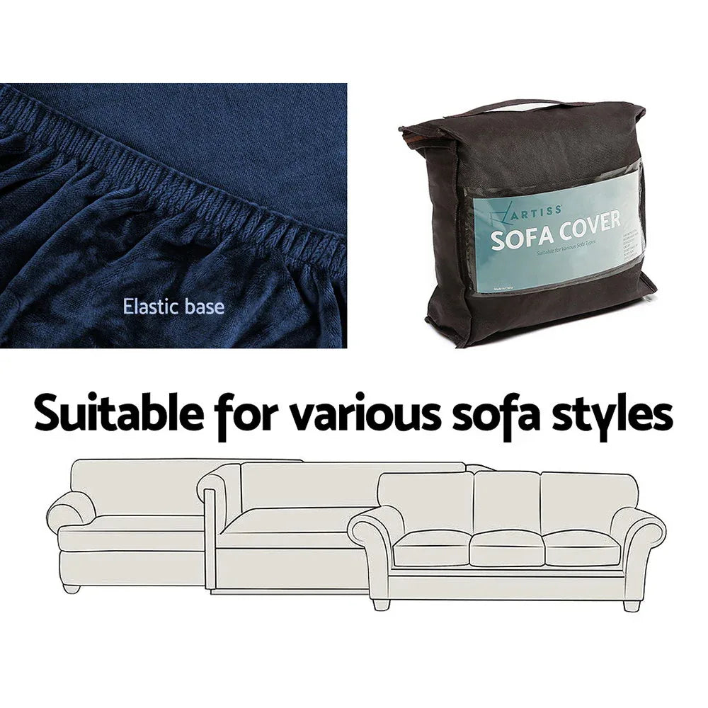 Artiss Sofa Cover Couch Covers 2 Seater Velvet Sapphire - Mekamart Australia