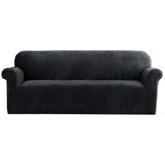 Artiss Sofa Cover Couch Covers 4 Seater Velvet Black - Mekamart Australia