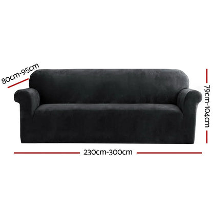 Artiss Sofa Cover Couch Covers 4 Seater Velvet Black - Mekamart Australia