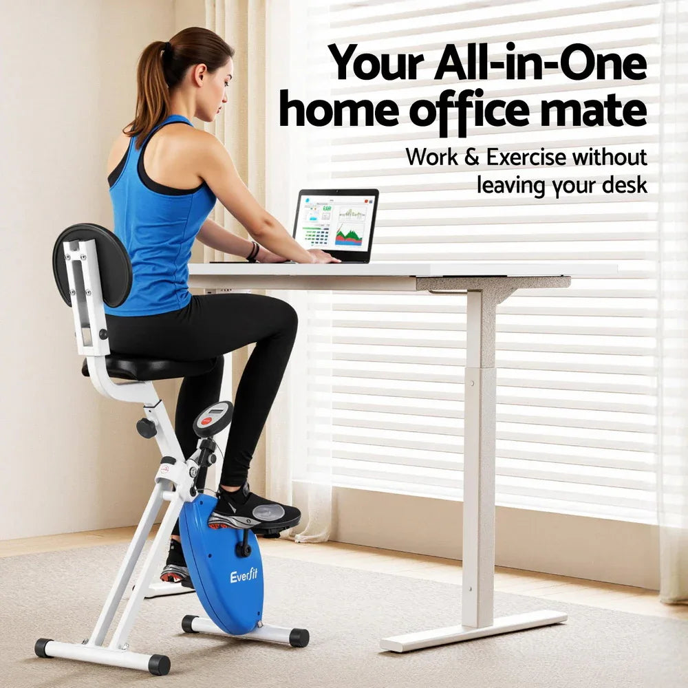Artiss Under Desk Folding X-Bike with 140cm Automatic Standing Desk Magnetic Resistance White - Mekamart Australia