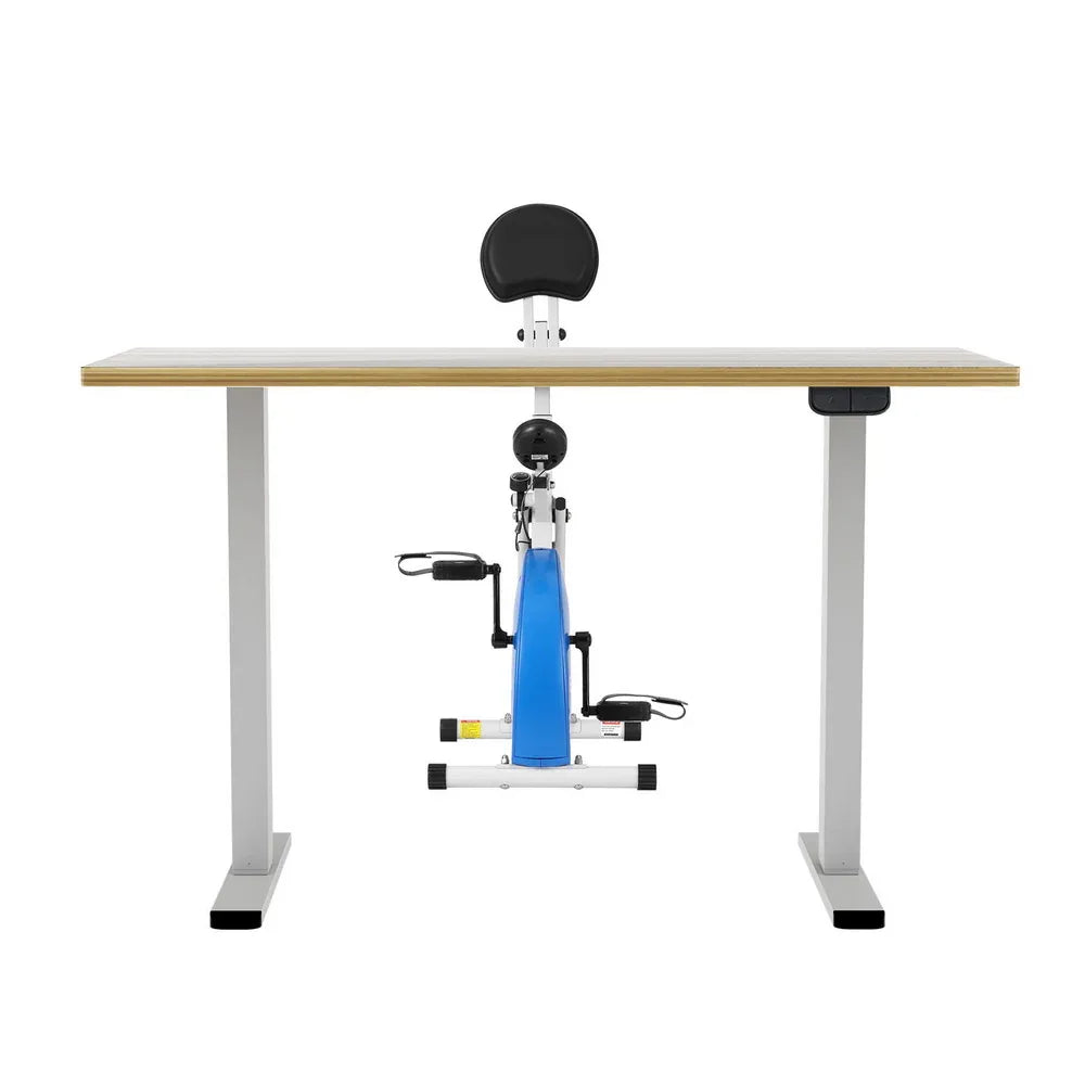 Artiss Under Desk Folding X-Bike with 140cm Automatic Standing Desk Magnetic Resistance Oak - Mekamart Australia