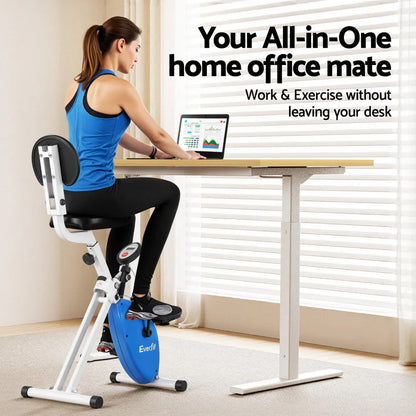 Artiss Under Desk Folding X-Bike with 140cm Automatic Standing Desk Magnetic Resistance Oak - Mekamart Australia