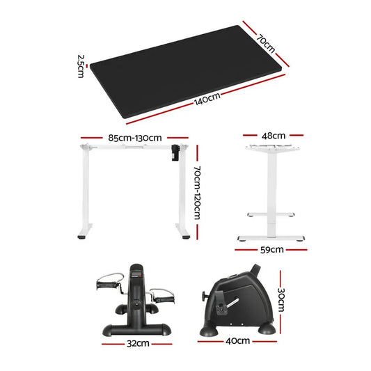 140cm Artiss Electric Standing Desk with Mini Pedal Exercise Bike Home Office - Mekamart Australia